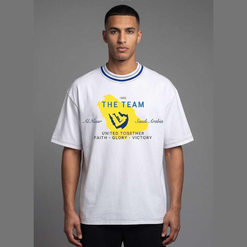 short sleeve white T with Al-Nassr Design