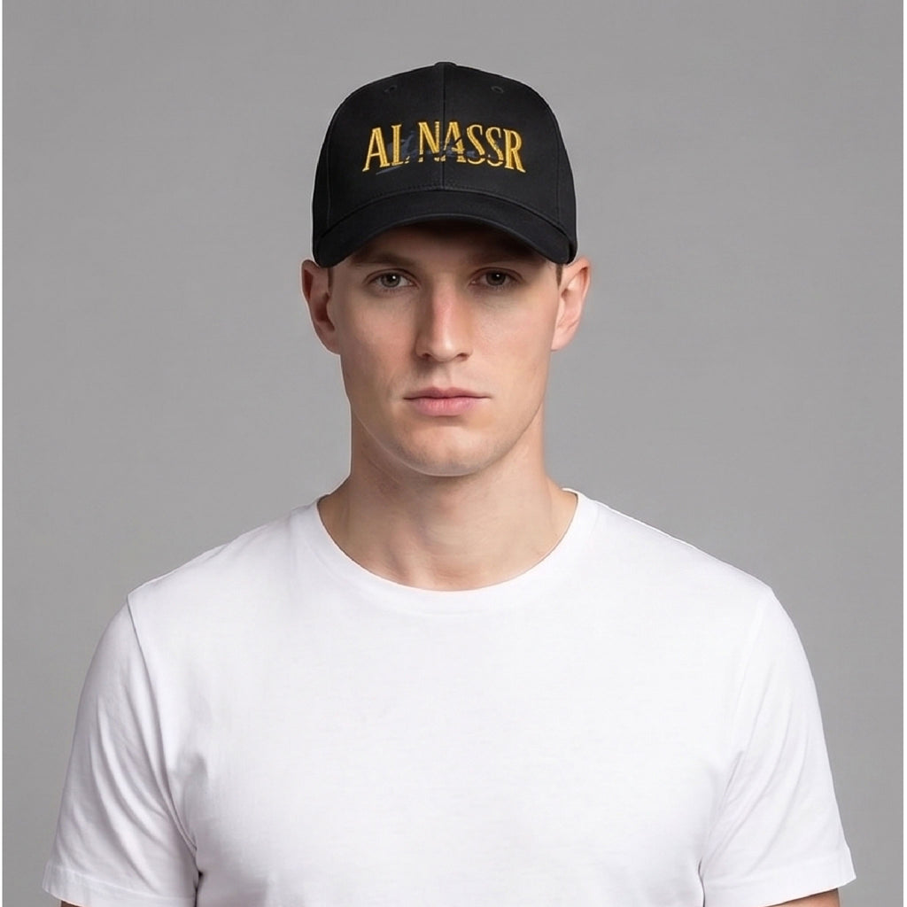Black Cap with the Yellow Al-Nassr Typographic on it