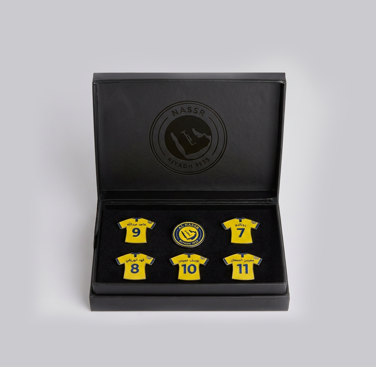 Al-Nassr Metal Souvenir Pin Set in luxury gift box
