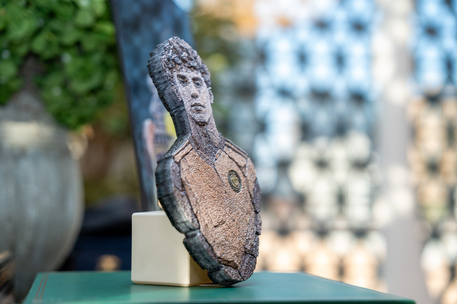 Al Nassr stone bust sculpture profile view