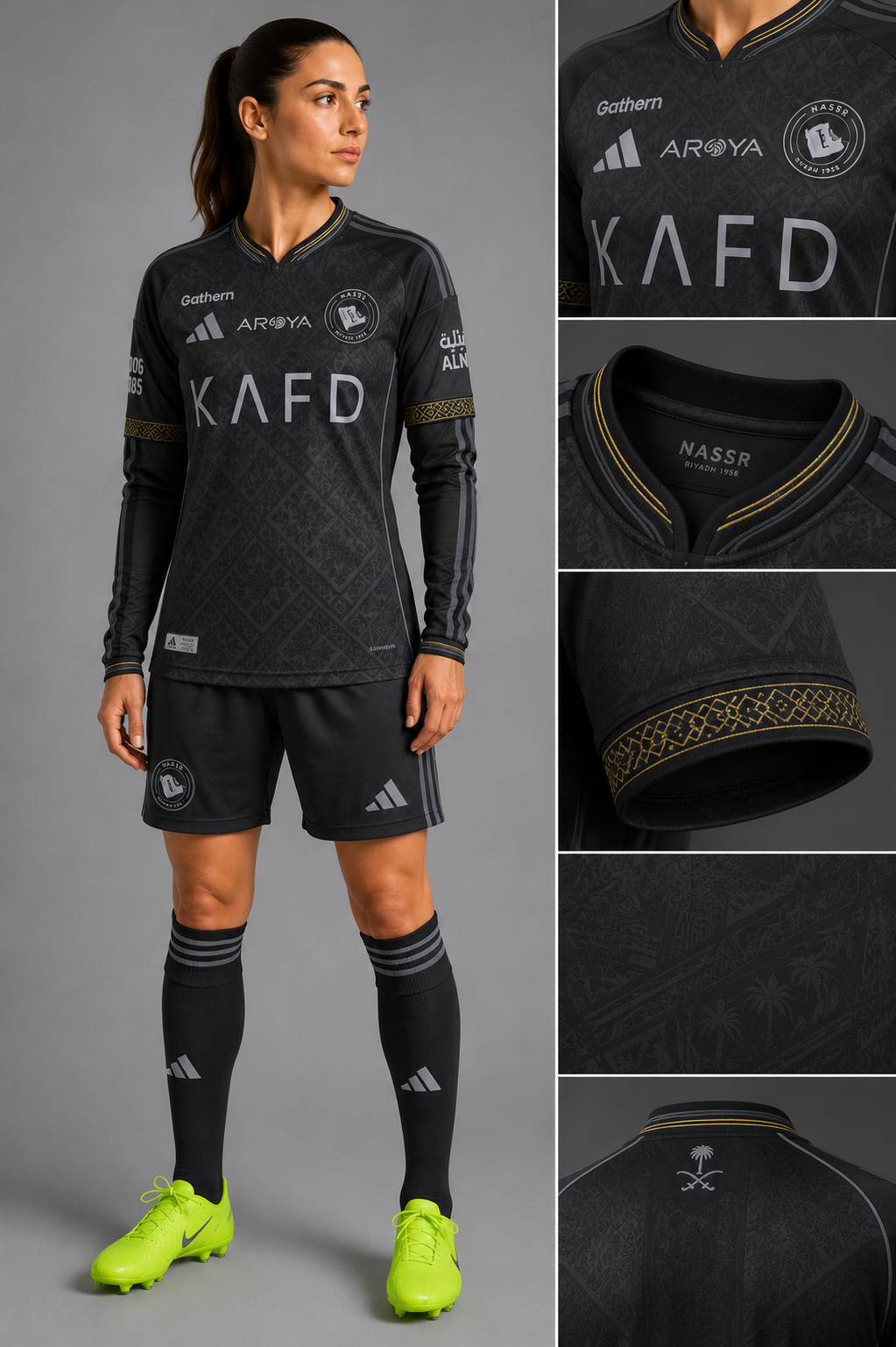Al-Nassr Women's Third Kit 26/27 - Black & Gold Jersey